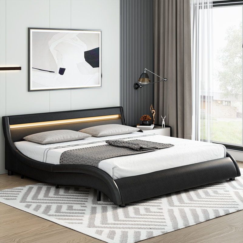 Orren Ellis Lighted Headboard Platform Bed & Reviews Wayfair